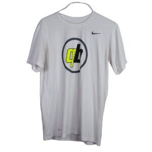Nike Shirt M Mens Dri Fit QB Graphic Print White Short Sleeve Crew Neck